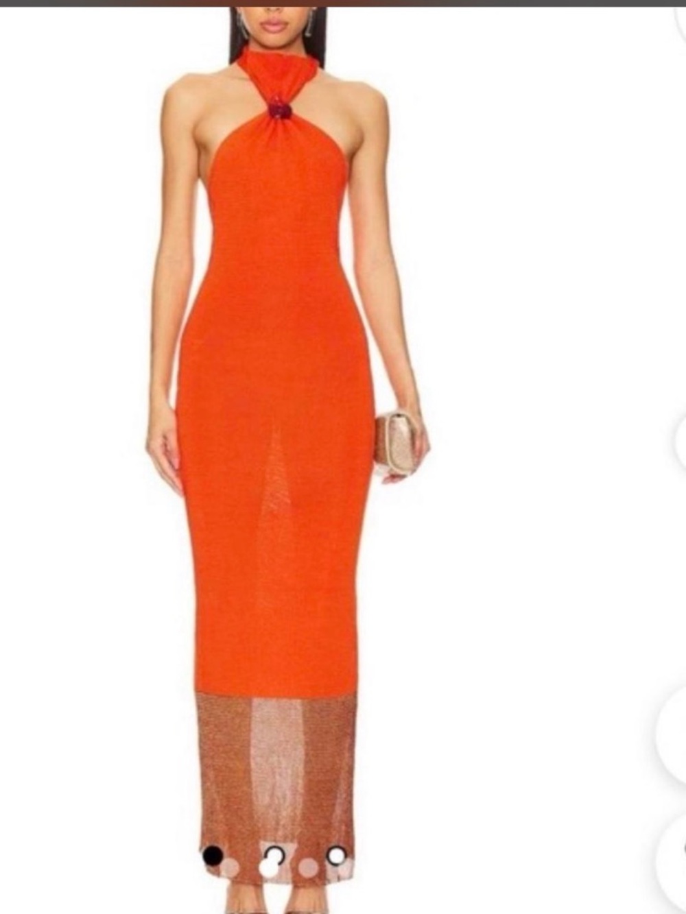 Halter Neck Orange Maxi Dress with Sheer Hem #baobab NWT